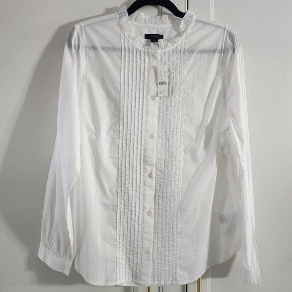 J.Crew Ruffleneck tuxedo shirt in lightweight cotton poplin - Picture 7 of 10